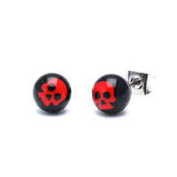 Load image into Gallery viewer, Ohrstecker Totenkopf Kugel 6 mm Acryl Unisex Ohrringe Edelstahl nickelfrei rot schwarz - chic-net.de
