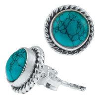 Load image into Gallery viewer, Ohrstecker Türkis rund Rand Zopfmuster 8 mm Ø  925er Sterling Silber - chic-net.de
