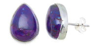 Load image into Gallery viewer, Ohrstecker Türkis Tropfen 15 mm Rand 925er Sterlingsilber Stein violett Steinohrstecker - chic-net.de
