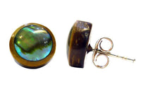 Load image into Gallery viewer, Ohrstecker Unisex 8 mm Kokosnuss Holz Edelstahl Muschel Stein Inlay rund Stern - chic-net.de
