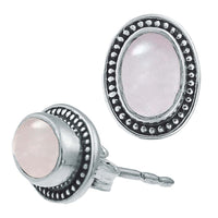 Load image into Gallery viewer, Ohrstecker weiß Mondstein oval, silber Rand Zopfmuster Rand Ohrringe 925er Sterlingsilber - chic-net.de
