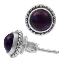 Load image into Gallery viewer, Ohrstecker Zopf Rand Amethyst lila rund 8 mm 925er Sterling Silber Stein Silberohrstecker - chic-net.de
