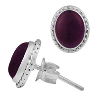 Load image into Gallery viewer, Ohrstecker Zopf Rand Amethyst oval 10 mm 925er Sterling Silber Stein Silberohrstecker - chic-net.de
