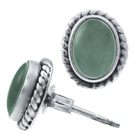 Load image into Gallery viewer, Ohrstecker Zopf Rand Chalzedon hell oval 10 mm 925er Sterling Silber Stein Silberohrstecker - chic-net.de
