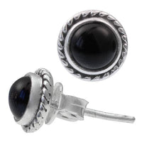 Load image into Gallery viewer, Ohrstecker Zopf Rand Onyx schwarz rund 8 mm 925er Sterling Silber Stein Silberohrstecker - chic-net.de
