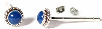 Load image into Gallery viewer, Ohrstecker Zopfmuster, dunkelblau, lapis, rund, 4 mm Ø, in echtem Silber eingefasst, 925er Sterlingsilber-Stift - chic-net.de
