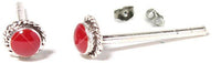 Load image into Gallery viewer, Ohrstecker Zopfmuster, rot, koralle, rund, 4 mm Ø, in echtem Silber eingefasst, 925er Sterlingsilber-Stift - chic-net.de
