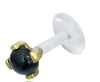 Load image into Gallery viewer, Labret Lippen Piercing Bio Plastic gold Brass Stein - chic-net.de
