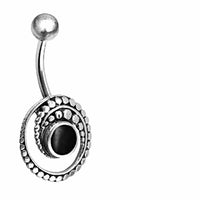Load image into Gallery viewer, Bauchnabel Piercing Edelstahl Silber Punkte Spirale Inlay - chic-net.de
