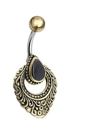 Load image into Gallery viewer, Bauchnabelpiercing Edelstahl Brass Ornament Träne Inlay - chic-net.de
