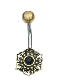 Load image into Gallery viewer, Bauchnabelpiercing Blume Edelstahl Stein Messing - chic-net.de
