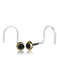 Load image into Gallery viewer, Nostril Piercing Messing Nasenstecker Screw Ende Bioflex 0,8 mm golden Steine - chic-net.de
