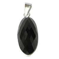 Cargar imagen en el visor de la galería, Onyxanhänger Silberfassung oval gewölbt facettiert funkelnd Onyx 925er Sterling Silber Anhänger - chic-net.de
