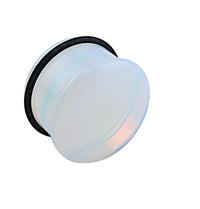 Load image into Gallery viewer, Opal Stein weiß Plug Dehner single flared Gummiring - chic-net.de

