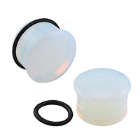 Load image into Gallery viewer, Opal Stein weiß Plug Dehner single flared Gummiring - chic-net.de
