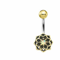 Load image into Gallery viewer, Bauchnabel Piercing Brass Edelstahl Stern Blume Stein - chic-net.de
