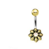 Load image into Gallery viewer, Bauchnabel Piercing Brass Edelstahl Sternblume Stein - chic-net.de
