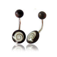 Load image into Gallery viewer, Organic Shivaauge Tamarind Holz braun Bauchnabelpiercing Scheibe Bananenpiercing Edelstahl - chic-net.de
