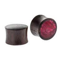 Load image into Gallery viewer, Organic Sonoholz dunkel Plug magenta fuchsia Resin Inlay schillernd Tribal - chic-net.de

