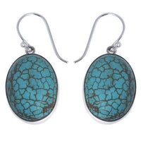 Load image into Gallery viewer, oval gewölbt Silberohrringe Howlith türkis Ohrringe Ohrhänger Damen Schmuck 925er Sterling Silber - chic-net.de
