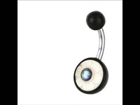 Load image into Gallery viewer, Bauchnabel Piercing Edelstahl Arangholz Bone Blume - chic-net.de
