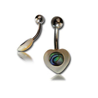 Load image into Gallery viewer, Paua Abalone Bauchnabelpiercing Herz Perlmutt Bananenpiercing Edelstahl 1,6 mm bunt weiß - chic-net.de
