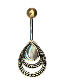 Load image into Gallery viewer, Bauchnabelpiercing Edelstahl Brass Doppelträne Inlay - chic-net.de
