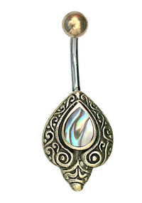 Load image into Gallery viewer, Bauchnabelpiercing Edelstahl Brass Schnörkel Träne Inlay - chic-net.de
