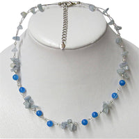 Load image into Gallery viewer, Perlen Halskette blau türkis Steinsplitter Bündel 42-48cm - chic-net.de
