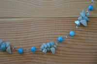 Load image into Gallery viewer, Perlen Halskette blau türkis Steinsplitter Bündel 42-48cm - chic-net.de
