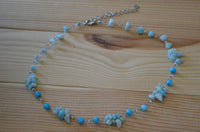 Load image into Gallery viewer, Perlen Halskette blau türkis Steinsplitter Bündel 42-48cm - chic-net.de
