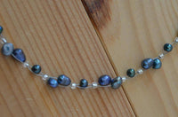 Cargar imagen en el visor de la galería, Perlen Halskette Glasperlen grau grün lila 42- 48 cm - chic-net.de
