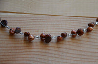 Cargar imagen en el visor de la galería, Perlen Halskette Kristallperlen braun 43,5cm Schmuckdraht - chic-net.de
