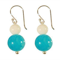 Load image into Gallery viewer, Perlenohrringe hellblau weiß Katzenauge 925er Sterlingsilber 20 mm lang Perlen - chic-net.de
