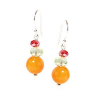 Load image into Gallery viewer, Perlenohrringe, orange, grün, rosa, mit Katzenauge, 925er Sterlingsilber-Bügel, 20 mm lang - chic-net.de
