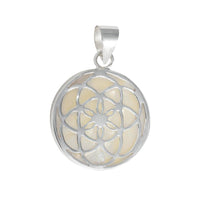 Load image into Gallery viewer, Perlmutt Anhänger 925 Sterlingsilber rund Blume Baum des Lebens Muschel Silber - chic-net.de
