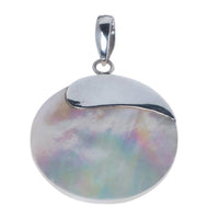 Load image into Gallery viewer, Perlmutt-Anhänger, kreisrunder Damenanhänger aus 925er Sterlingsilber mit Perlmutt, ca. 26 mm Ø - chic-net.de
