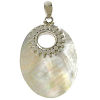 Load image into Gallery viewer, Perlmutt-Anhänger oval Damenanhänger 925er Sterlingsilber Perlmutt Silberverzierung  ca. 42 x 30mm - chic-net.de
