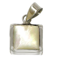 Load image into Gallery viewer, Perlmutt Anhänger quadratisch Damenanhänger 925er Sterlingsilber weiß Rand glänzend - chic-net.de
