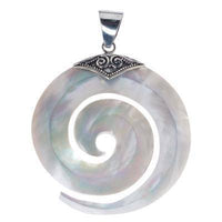 Load image into Gallery viewer, Perlmutt Anhänger Spirale Damenanhänger 925er Sterlingsilber eingefasst Spiralmuster - chic-net.de
