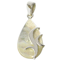 Load image into Gallery viewer, Perlmutt-Anhänger, tropfenförmiger Damenanhänger aus 925er Sterlingsilber und Perlmutt, mit Silberverzierung, ca. 20 x 13mm - chic-net.de
