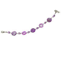 Load image into Gallery viewer, Perlmutt Armband lila Perlen Ringe Scheiben Damen Karabinerverschluss nickelfrei 18cm-20cm - chic-net.de
