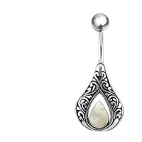 Load image into Gallery viewer, Bauchnabelpiercing aus Edelstahl Silber mit Tropfen Inlay - chic-net.de
