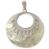 Load image into Gallery viewer, Perlmutt Muschel Anhänger Silberanhänger 925er Sterling Silber rund Loch Flammen Damen Schmuck - chic-net.de
