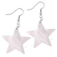 Load image into Gallery viewer, Perlmutt Muschel Ohrringe 33 mm Stern fünfzackig Edelstahl nickelfrei weiß schillernd - chic-net.de

