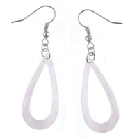 Load image into Gallery viewer, Perlmutt Muschel Ohrringe 36 mm Tropfen hohl Edelstahl nickelfrei weiß schillernd - chic-net.de
