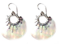 Load image into Gallery viewer, Perlmutt Muschel Silberohrringe Ohrringe Ohrhänger 925er Sterling Silber rund Loch Blume Schmuck - chic-net.de
