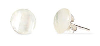 Load image into Gallery viewer, Perlmutt Ohrstecker schillernd weiß gewölbt rund Silberohrstecker Ohrringe 925er Sterling Silber - chic-net.de
