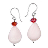 Load image into Gallery viewer, Perlmutt Perle weiß Silberohrringe Ohrringe Ohrhänger 925er Silber Damen Schmuck Glasperle rot - chic-net.de
