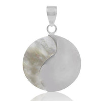 Load image into Gallery viewer, Perlmutt rund Yin Yang weiß Anhänger Muschel Silberanhänger 925er Silber Damen Schmuck - chic-net.de
